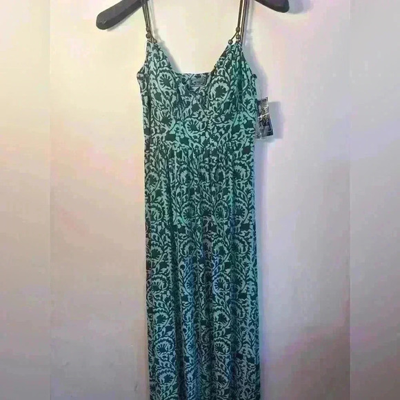 American Living Womens Teal Brown Long Stretch Dress Padded Bra Sz L 12  $110 - Picture 8 of 11